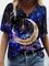 Sparkling Moon Painting Print Casual Short Sleeve T-shirts