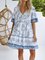 Floral V Neck Short Sleeve Holiday Dresses