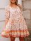 V Neck Boho Floral Printed Dresses