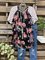 Floral Short Sleeve Printed Cotton-blend Crew Neck Casual Summer Black Top