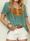 V Neck Cotton-Blend Floral-Print Casual Shirts & Tops