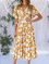 V Neck Cotton-Blend Frill Sleeve Boho Dresses