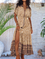 Cotton-Blend A-Line Boho Floral Dresses