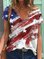 Casual V Neck Shift Abstract Shirts & Tops