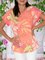 Orange Citrus Print Short Sleeve Round Neck T-Shirts & Tops