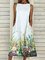 Sleeveless Floral Cotton-Blend Pockets Dresses