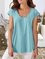 Solid Rope Cording Round Neck Short Sleeve T-Shirts & Tops
