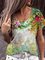 Cotton-Blend V Neck Casual Printed Shirts & Tops
