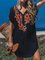 Ethnic Color-Block V Neck Short Sleeve Dresses