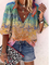 Plus size Hippie Printed Long Sleeve Shirts & Tops