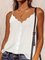 White Spaghetti Straps Buttoned V Neck Vest