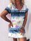 Ombre/tie-Dye Short Sleeve V Neck Dresses