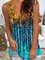 Ombre/Tie-Dye Sleeveless Printed Cotton-blend V neck Casual Summer Blue Top