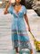 Floral V Neck Short Sleeve Boho Dresses