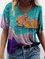 Ocean Print Short Sleeve Casual V Neck T-Shirts