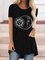 Vintage Moon And Sun Printed Plus Size Short Sleeves Crew Neck Casual Tops
