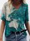 Map Ocean Print Casual Short Sleeve T-Shirts & Tops