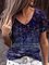 Plus Size Floral Cotton-Blend Vintage Shirts & Tops