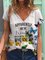 Holiday relaxed letter butterfly print short sleeve T-shirt