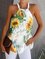 Womens Sunflower Print Loose Tops