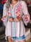 Vintage Geometric Floral Printed Boho Plus Size 3/4 Sleeves Casual Tops