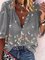 Colorful Butterfly Print Chiffon Long Sleeve Shirt