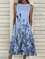 Floral Printed Crew Neck Sleeveless Dresses