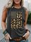 Graphic Sleeveless Printed Cotton-blend Crew Neck Casual Summer Black Top
