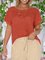Solid Short Sleeve Linen Round Neck T-Shirts & Tops