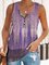 Casual Floral Print Button Sleeveless Tank T-Shirt