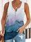 Casual Ombre Print Button Sleeveless T-shirt