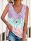 Casual Dandelion Print Ombre V-neck Tank Sleevelee T-shirt
