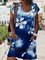 Holiday Floral-Print Crew Neck Dresses