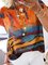 Vintage Geometric Floral Printed Plus Size Short Sleeves Crew Neck Casual Tops