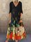 Casual Half Sleeve V Neck Floral-Print Dresses