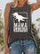 Letter Crew Neck Casual Sleeveless Shirts & Tops