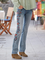 Casual Floral-Print Denim Pants