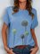 Casual Printed Cotton-Blend Short Sleeve Round Neck T-Shirts