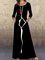 Vintage Geometric Abstract Printed Plus Size Long Sleeves Crew Neck Casual Dresses