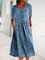 Cotton-Blend Casual Short Sleeve Crew Neck Dresses