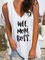 Letter Cotton-Blend Casual Sleeveless Shirts & Tops