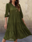 Vintage Plain Plus Size Half Sleeve V Neck Casual Dresses