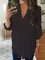 Vintage Plain Statement Plus Size 3/4 Sleeves V Neck Casual Tops