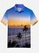 Cotton-Blend Square Neck Coconut Tree Shirts & Tops