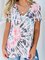 V Neck Ombre/tie-Dye Short Sleeve Shirts & Tops