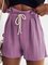 Purple Frilled Drawstring Waist High Rise Shorts