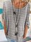 Crew Neck Casual Cotton-Blend Stripes Shirts & Tops