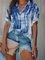 Casual Short Sleeve Ombre/tie-Dye Shirts & Tops