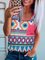 Vintage Geometric Printed Color-block Plus Size Sleeveless Crew Neck Casual Tops