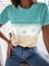 Ombre/tie-Dye Short Sleeve Casual Shirts & Tops
